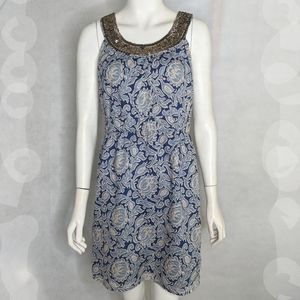 Blue Paisley Dress 2P Sequins Cotton